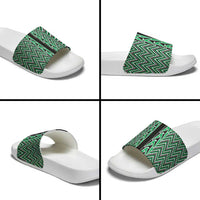 New Zealand Maori Niho Taniwha Slide Sandals Kakariki Mangopare and Puhoro Pattern - Polynesian Pride
