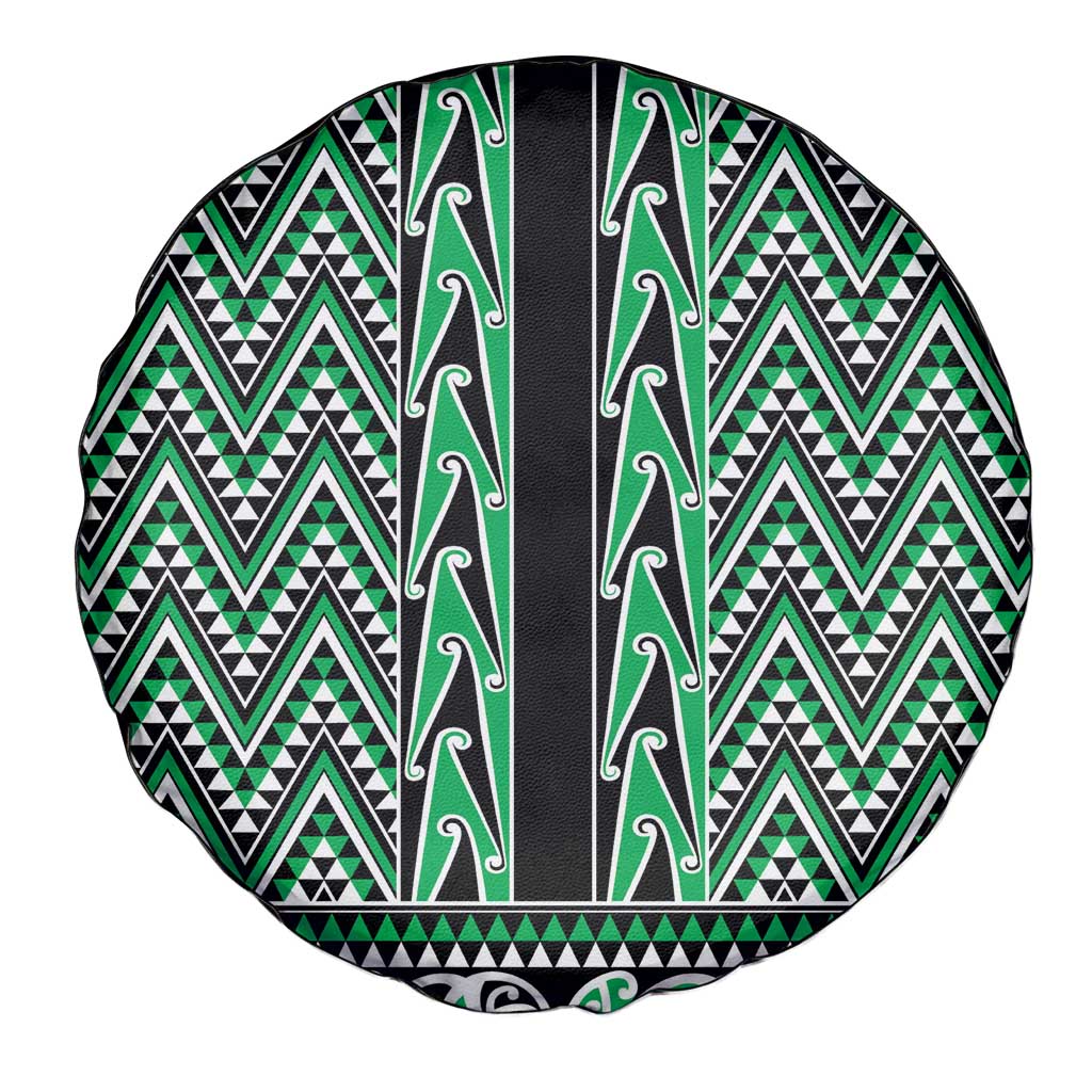 New Zealand Maori Niho Taniwha Spare Tire Cover Kakariki Mangopare and Puhoro Pattern