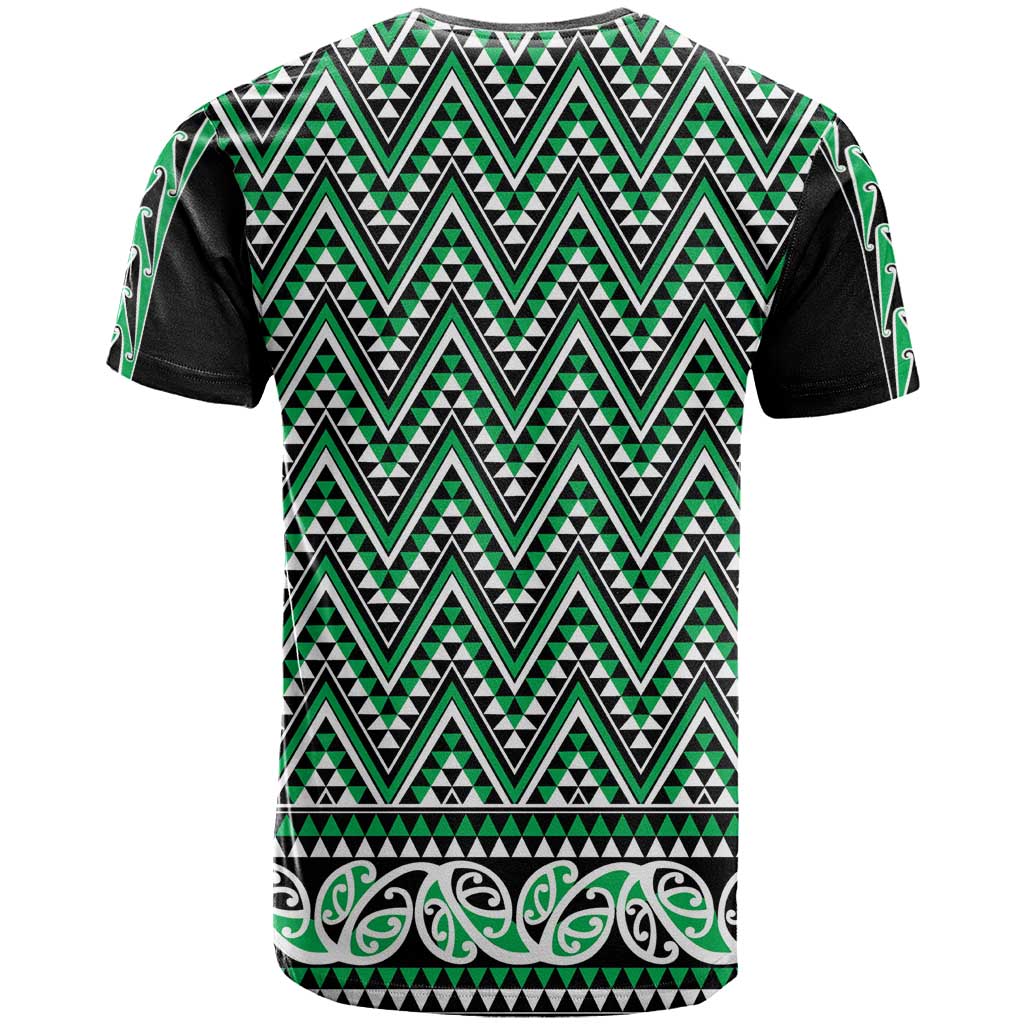 New Zealand Maori Niho Taniwha T Shirt Kakariki Mangopare and Puhoro Pattern