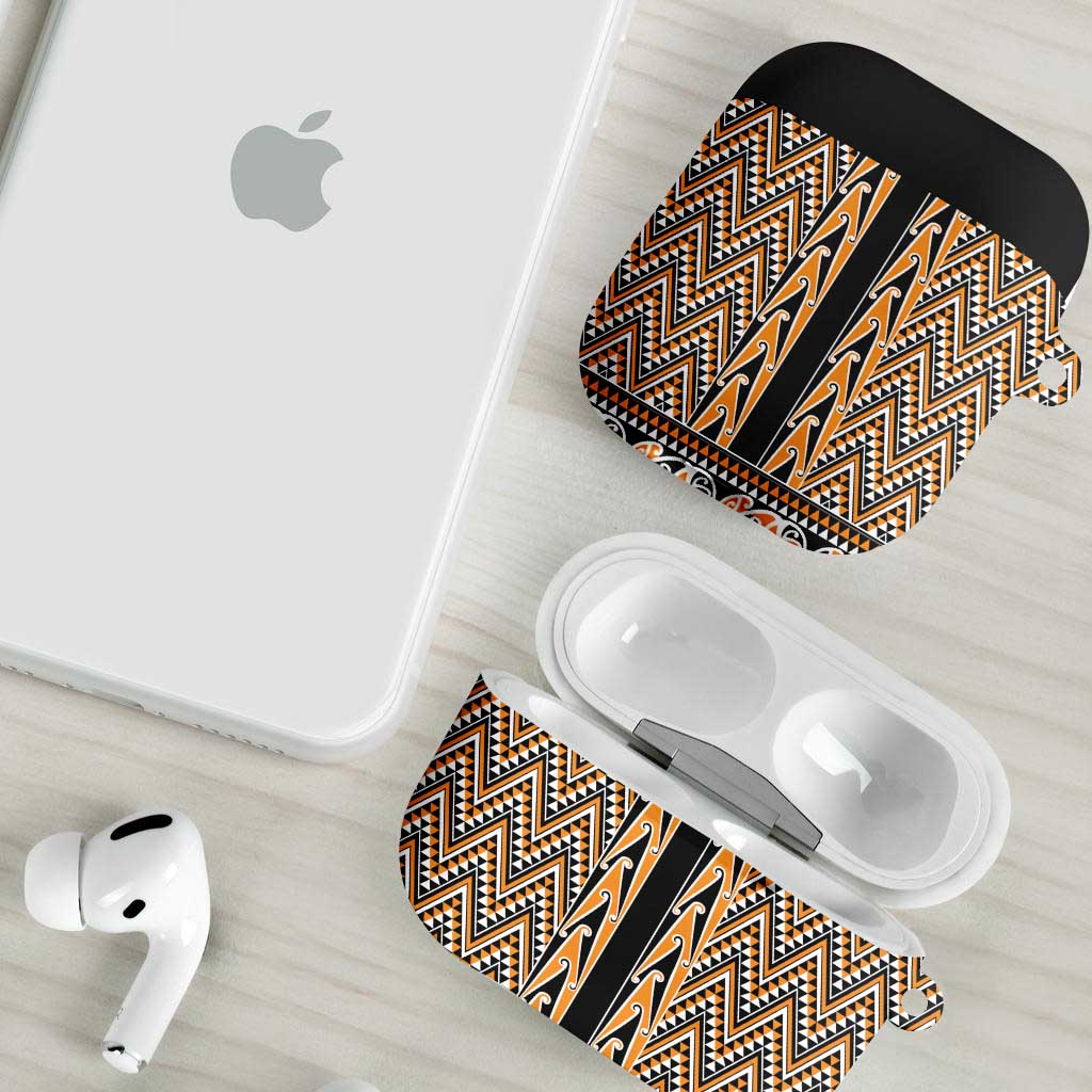 New Zealand Maori Niho Taniwha AirPods Case Karaka Mangopare and Puhoro Pattern - Polynesian Pride