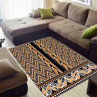 New Zealand Maori Niho Taniwha Area Rug Karaka Mangopare and Puhoro Pattern