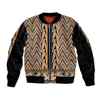 New Zealand Maori Niho Taniwha Bomber Jacket Karaka Mangopare and Puhoro Pattern