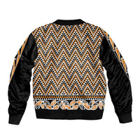New Zealand Maori Niho Taniwha Bomber Jacket Karaka Mangopare and Puhoro Pattern