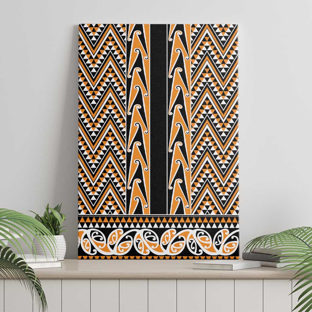 New Zealand Maori Niho Taniwha Canvas Wall Art Karaka Mangopare and Puhoro Pattern