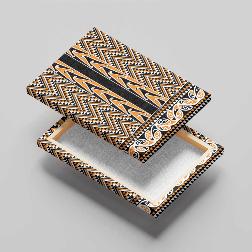 New Zealand Maori Niho Taniwha Canvas Wall Art Karaka Mangopare and Puhoro Pattern