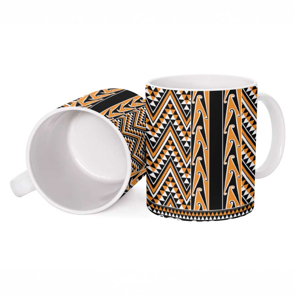 New Zealand Maori Niho Taniwha Ceramic Mug Karaka Mangopare and Puhoro Pattern - Polynesian Pride