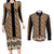 New Zealand Maori Niho Taniwha Couples Matching Long Sleeve Bodycon Dress and Long Sleeve Button Shirt Karaka Mangopare and Puhoro Pattern