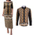 New Zealand Maori Niho Taniwha Couples Matching Puletasi and Long Sleeve Button Shirt Karaka Mangopare and Puhoro Pattern