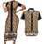 New Zealand Maori Niho Taniwha Couples Matching Short Sleeve Bodycon Dress and Hawaiian Shirt Karaka Mangopare and Puhoro Pattern