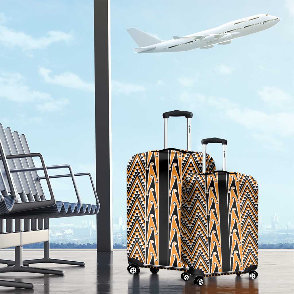 New Zealand Maori Niho Taniwha Luggage Cover Karaka Mangopare and Puhoro Pattern