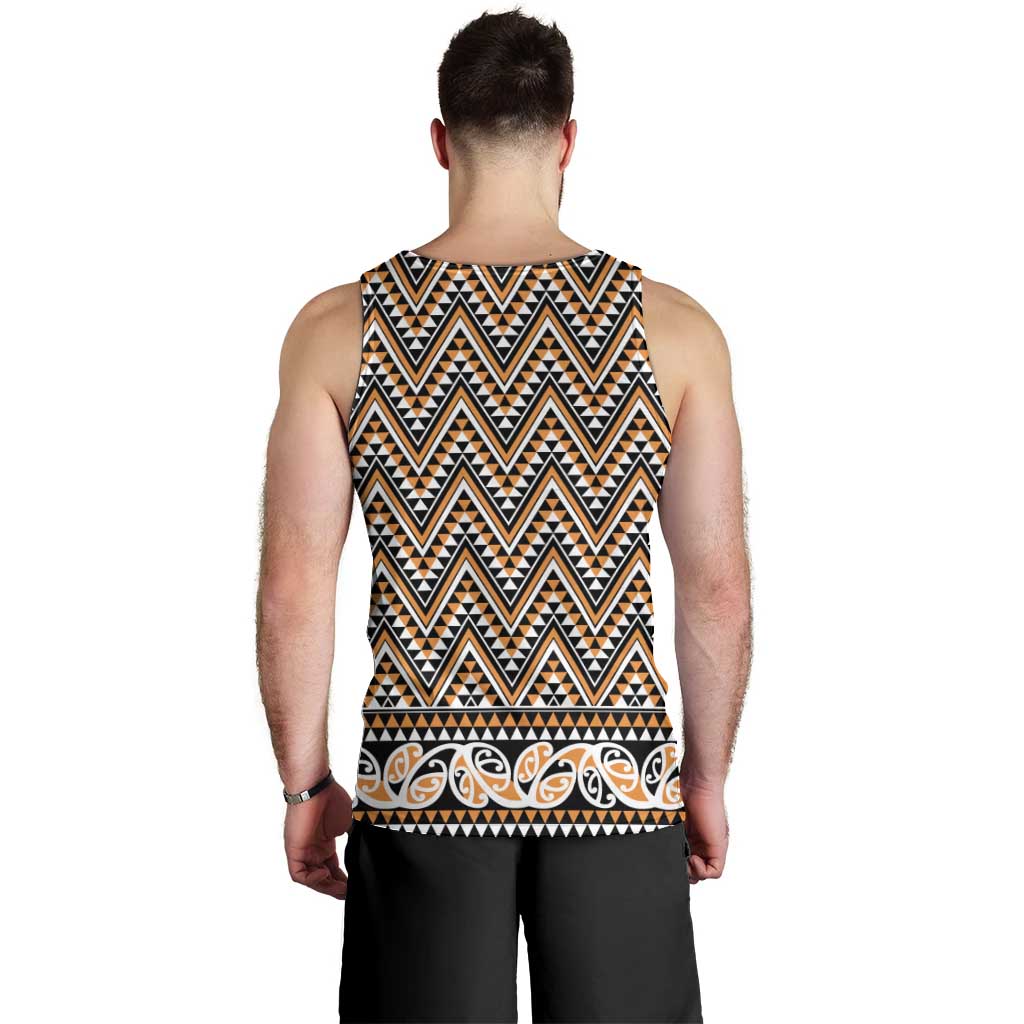 New Zealand Maori Niho Taniwha Men Tank Top Karaka Mangopare and Puhoro Pattern