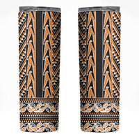 New Zealand Maori Niho Taniwha Skinny Tumbler Karaka Mangopare and Puhoro Pattern