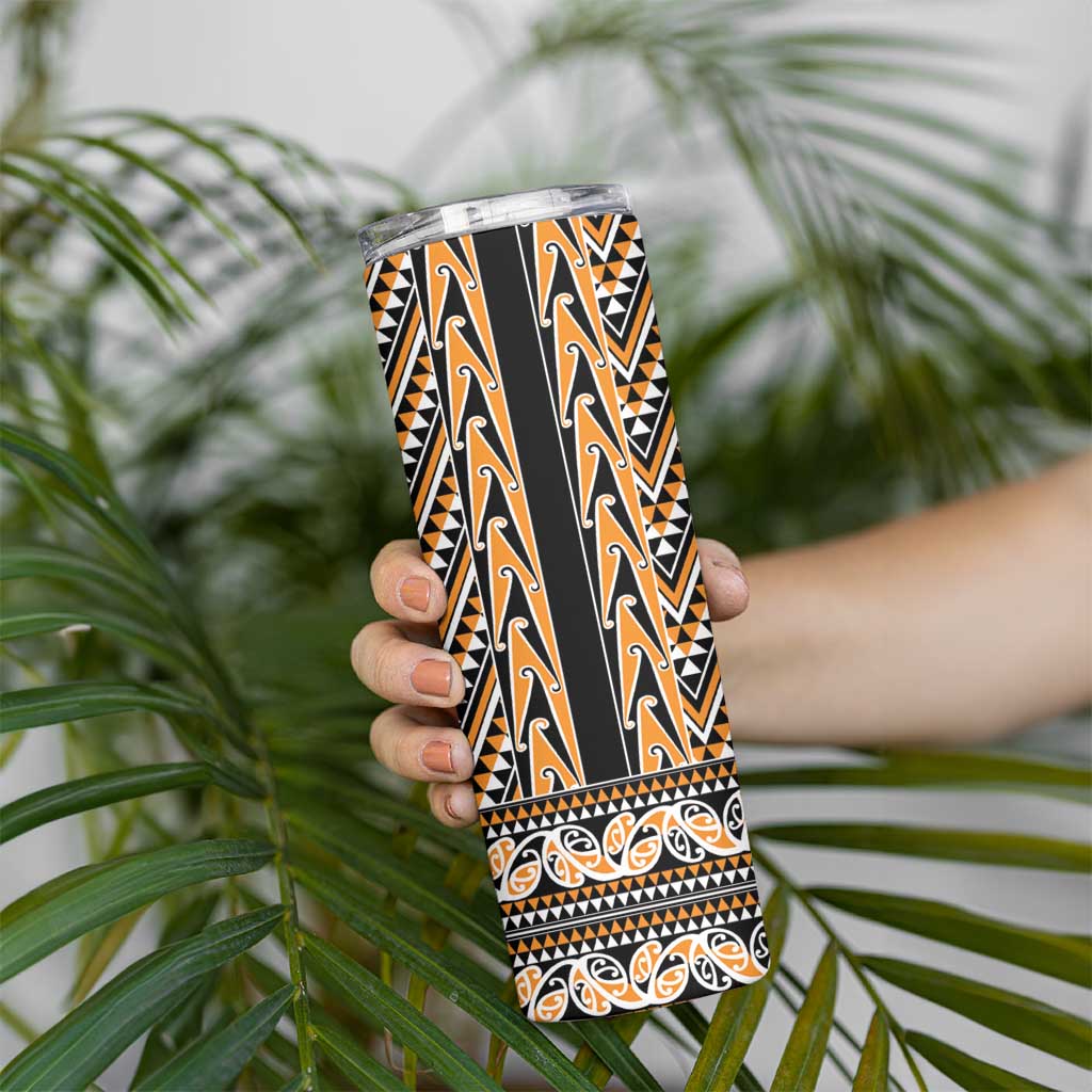 New Zealand Maori Niho Taniwha Skinny Tumbler Karaka Mangopare and Puhoro Pattern
