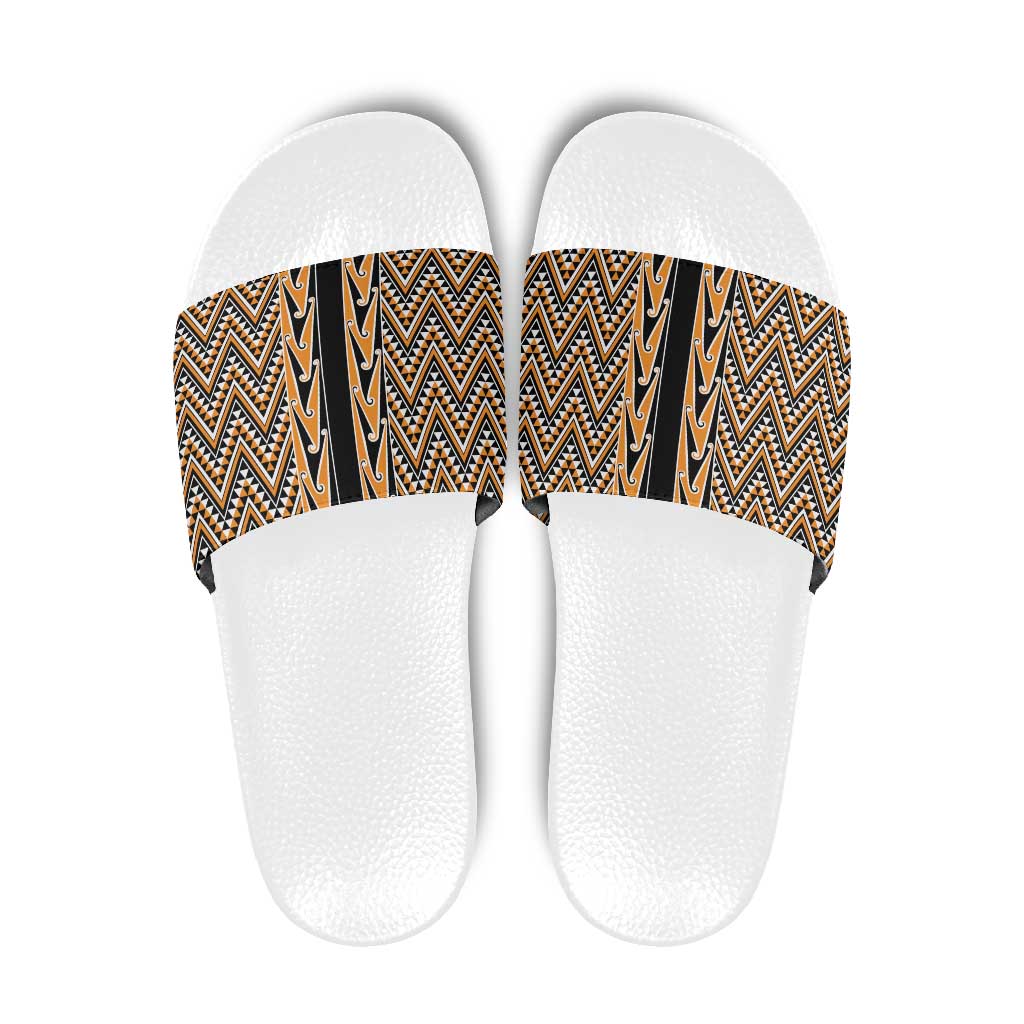 New Zealand Maori Niho Taniwha Slide Sandals Karaka Mangopare and Puhoro Pattern - Polynesian Pride