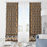 New Zealand Maori Niho Taniwha Window Curtain Karaka Mangopare and Puhoro Pattern