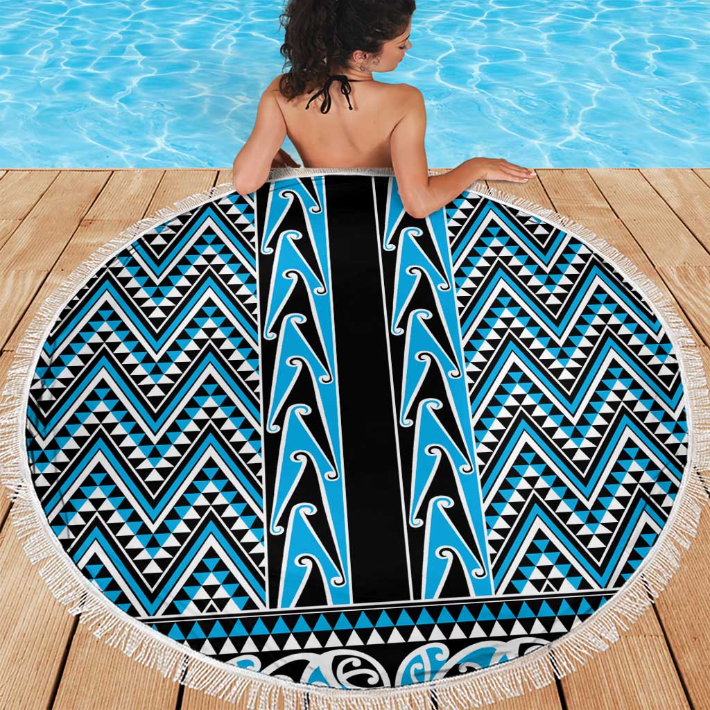 New Zealand Maori Niho Taniwha Beach Blanket Kikorangi Mangopare and Puhoro Pattern
