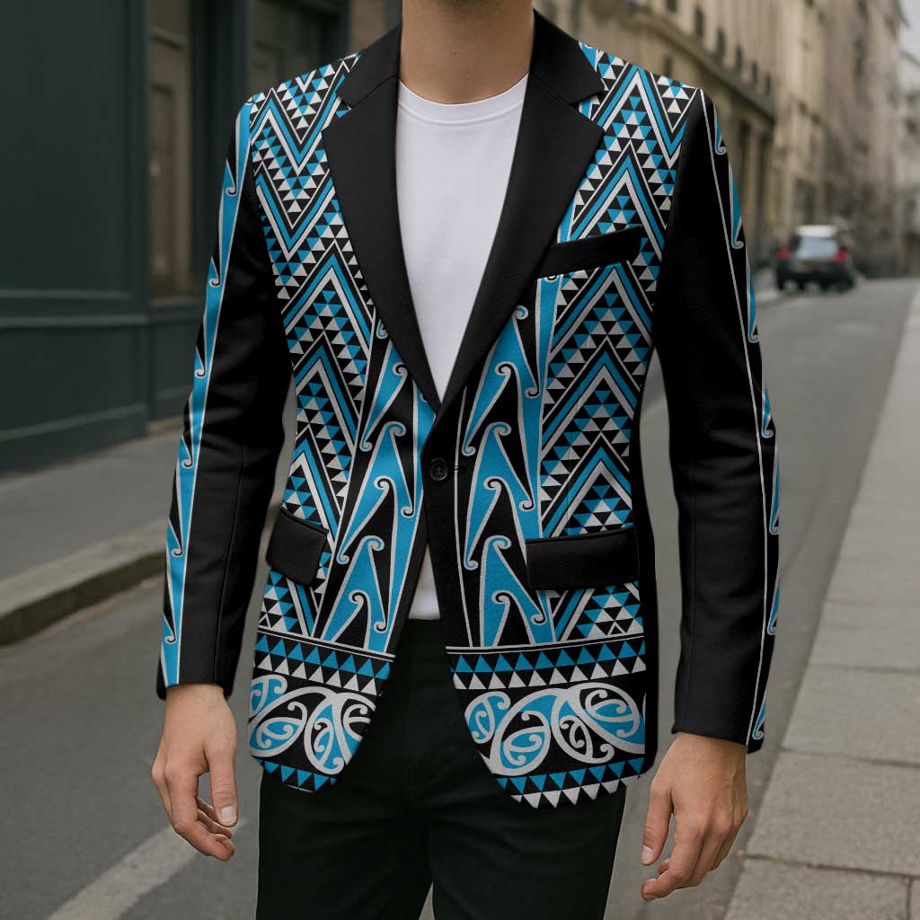 New Zealand Maori Niho Taniwha Blazer Kikorangi Mangopare and Puhoro Pattern - Polynesian Pride