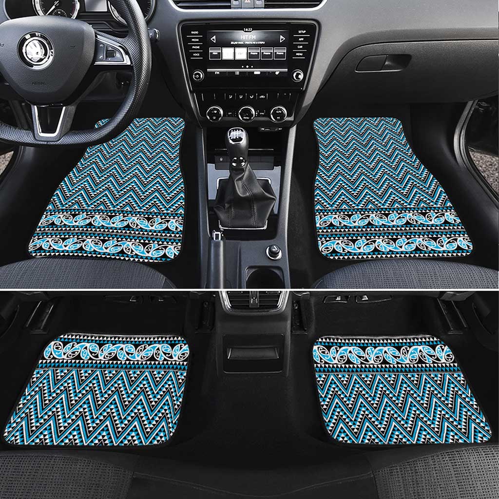 New Zealand Maori Niho Taniwha Car Mats Kikorangi Mangopare and Puhoro Pattern