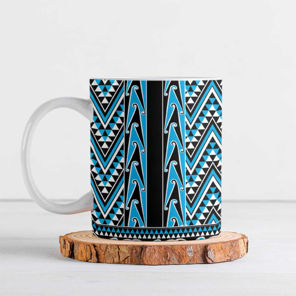 New Zealand Maori Niho Taniwha Ceramic Mug Kikorangi Mangopare and Puhoro Pattern - Polynesian Pride