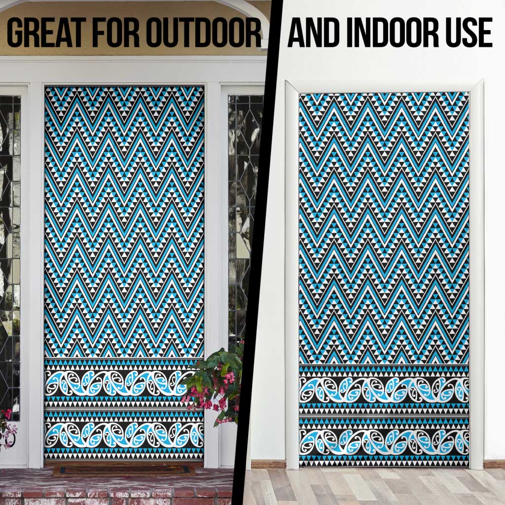 New Zealand Maori Niho Taniwha Door Cover Kikorangi Mangopare and Puhoro Pattern - Polynesian Pride