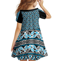 New Zealand Maori Niho Taniwha Family Matching Off Shoulder Short Dress and Hawaiian Shirt Kikorangi Mangopare and Puhoro Pattern