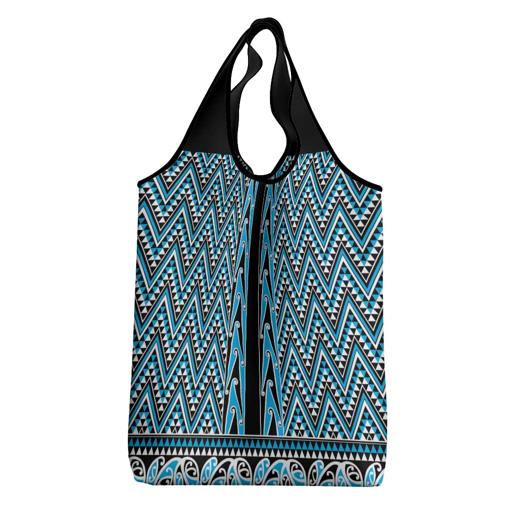New Zealand Maori Niho Taniwha Grocery Bag Kikorangi Mangopare and Puhoro Pattern