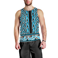 New Zealand Maori Niho Taniwha Men Tank Top Kikorangi Mangopare and Puhoro Pattern