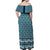 New Zealand Maori Niho Taniwha Off Shoulder Maxi Dress Kikorangi Mangopare and Puhoro Pattern