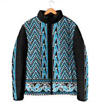 New Zealand Maori Niho Taniwha Padded Jacket Kikorangi Mangopare and Puhoro Pattern - Polynesian Pride