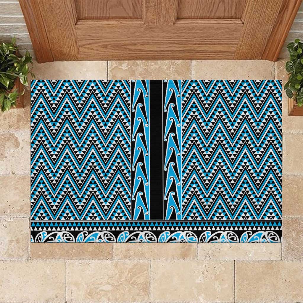 New Zealand Maori Niho Taniwha Rubber Doormat Kikorangi Mangopare and Puhoro Pattern