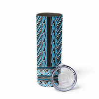 New Zealand Maori Niho Taniwha Skinny Tumbler Kikorangi Mangopare and Puhoro Pattern