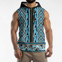 New Zealand Maori Niho Taniwha Sleeveless Zip Hoodie Kikorangi Mangopare and Puhoro Pattern - Polynesian Pride