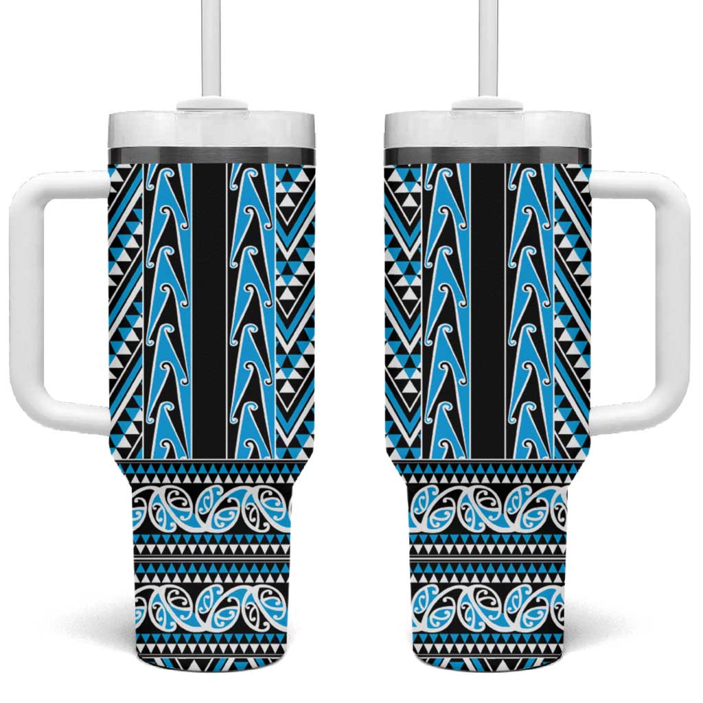 New Zealand Maori Niho Taniwha Tumbler With Handle Kikorangi Mangopare and Puhoro Pattern