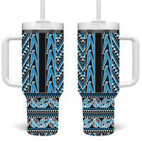 New Zealand Maori Niho Taniwha Tumbler With Handle Kikorangi Mangopare and Puhoro Pattern