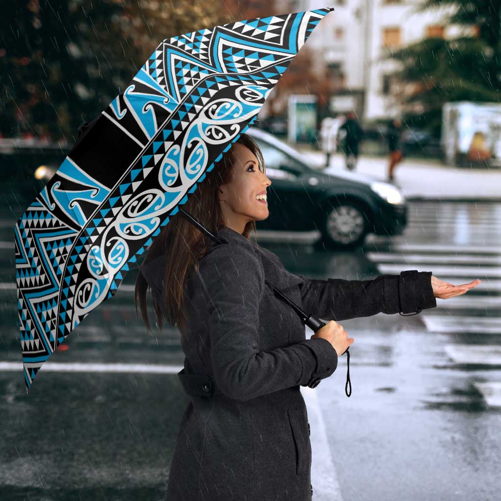 New Zealand Maori Niho Taniwha Umbrella Kikorangi Mangopare and Puhoro Pattern - Polynesian Pride