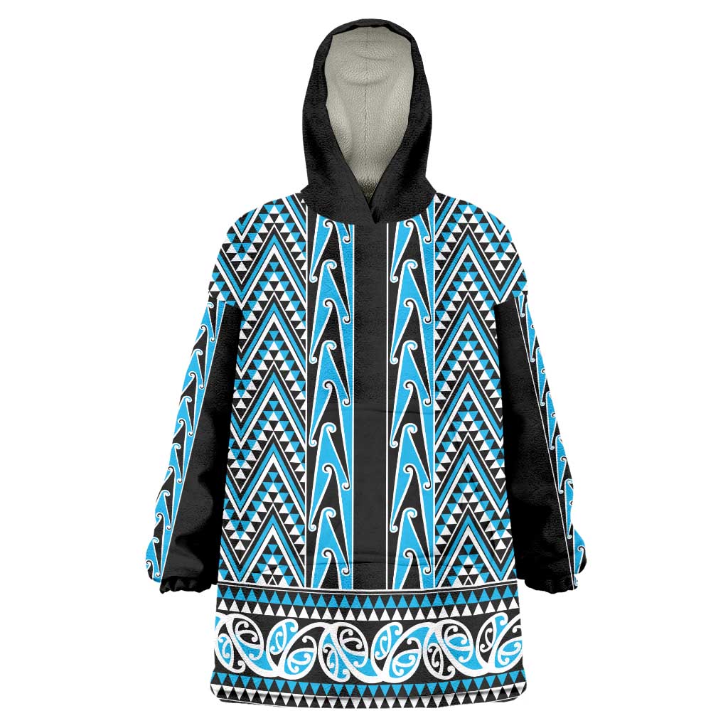 New Zealand Maori Niho Taniwha Wearable Blanket Hoodie Kikorangi Mangopare and Puhoro Pattern