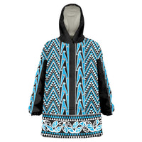 New Zealand Maori Niho Taniwha Wearable Blanket Hoodie Kikorangi Mangopare and Puhoro Pattern