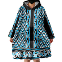 New Zealand Maori Niho Taniwha Wearable Blanket Hoodie Kikorangi Mangopare and Puhoro Pattern