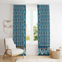 New Zealand Maori Niho Taniwha Window Curtain Kikorangi Mangopare and Puhoro Pattern