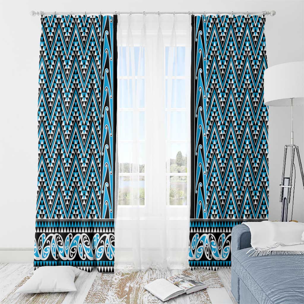 New Zealand Maori Niho Taniwha Window Curtain Kikorangi Mangopare and Puhoro Pattern