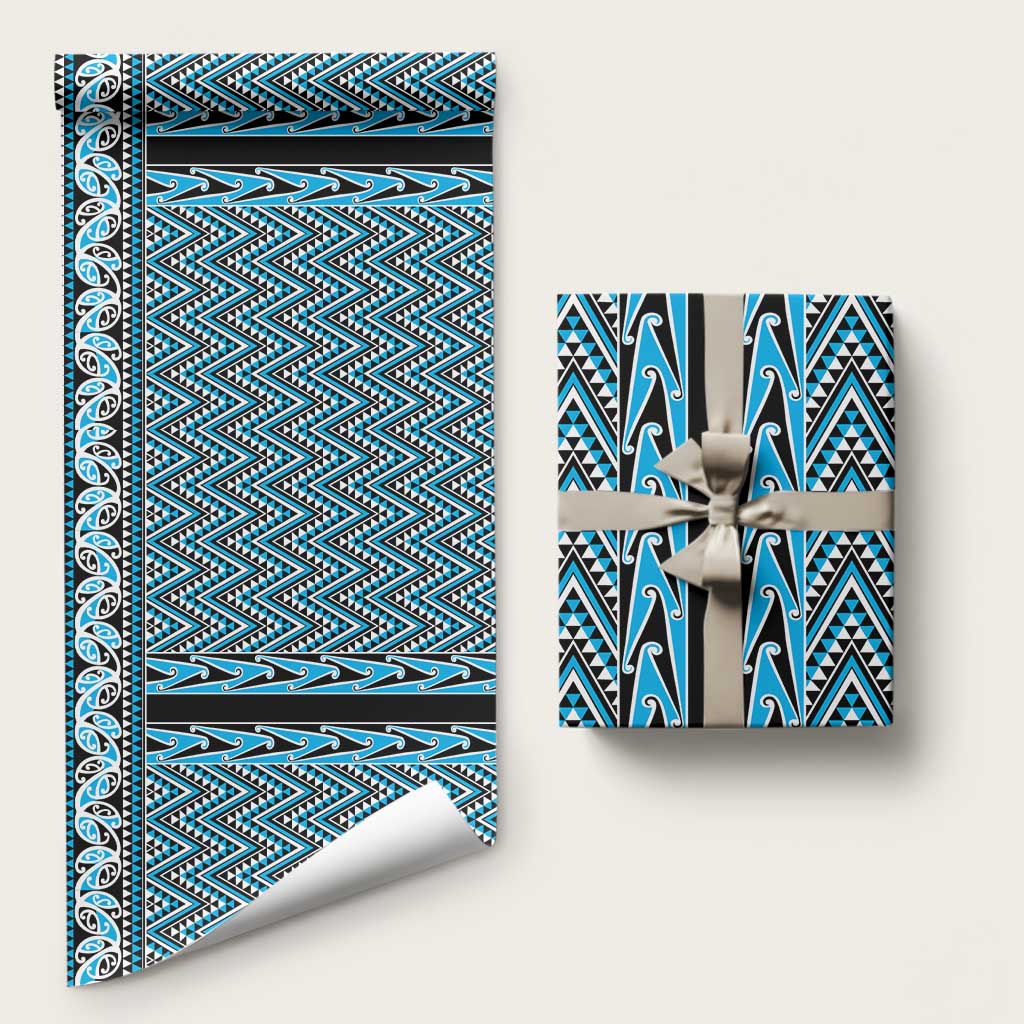 New Zealand Maori Niho Taniwha Wrapping Paper Kikorangi Mangopare and Puhoro Pattern - Polynesian Pride