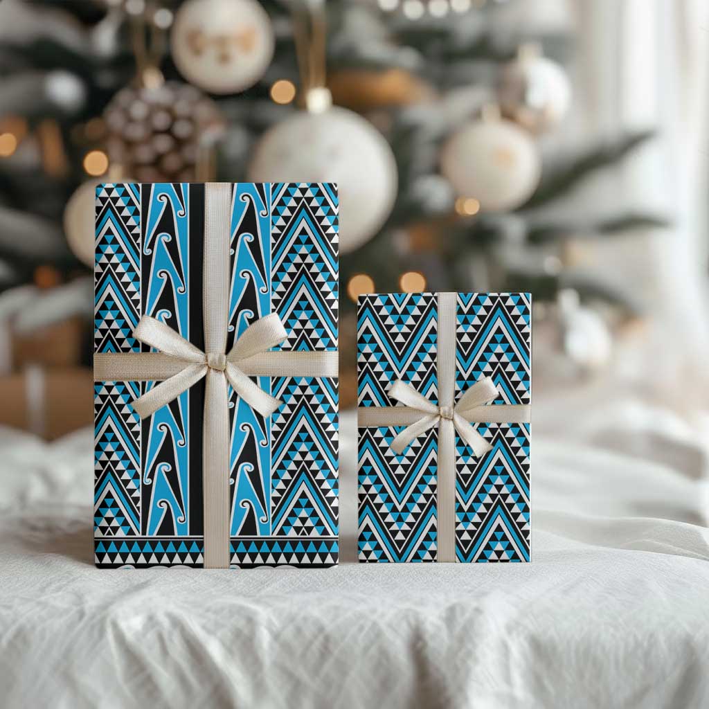 New Zealand Maori Niho Taniwha Wrapping Paper Kikorangi Mangopare and Puhoro Pattern - Polynesian Pride