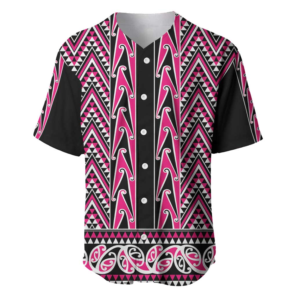 New Zealand Maori Niho Taniwha Baseball Jersey Mawhero Mangopare and Puhoro Pattern