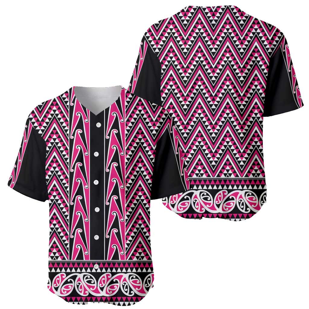New Zealand Maori Niho Taniwha Baseball Jersey Mawhero Mangopare and Puhoro Pattern