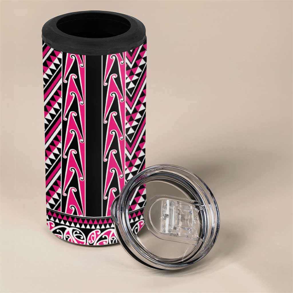New Zealand Maori Niho Taniwha 4 in 1 Can Cooler Tumbler Mawhero Mangopare and Puhoro Pattern