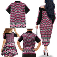 New Zealand Maori Niho Taniwha Family Matching Off The Shoulder Long Sleeve Dress and Hawaiian Shirt Mawhero Mangopare and Puhoro Pattern