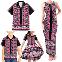 New Zealand Maori Niho Taniwha Family Matching Tank Maxi Dress and Hawaiian Shirt Mawhero Mangopare and Puhoro Pattern