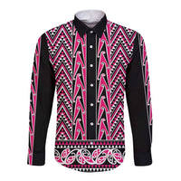 New Zealand Maori Niho Taniwha Long Sleeve Button Shirt Mawhero Mangopare and Puhoro Pattern