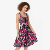 New Zealand Maori Niho Taniwha Midi Dress Mawhero Mangopare and Puhoro Pattern - Polynesian Pride