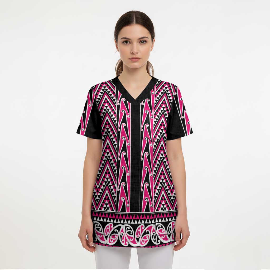 New Zealand Maori Niho Taniwha Scrub Top Mawhero Mangopare and Puhoro Pattern - Polynesian Pride